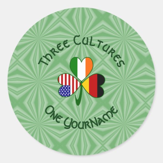 Duitse Ierse Amerikaanse Shamrock gepersonaliseerd Ronde Sticker (Voorkant)