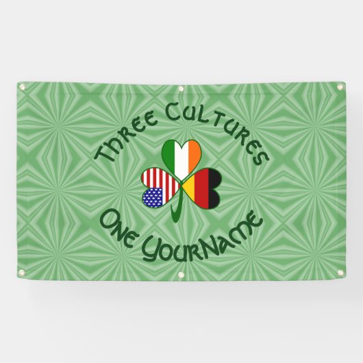 Duitse Ierse Amerikaanse Shamrock gepersonaliseerd Spandoek (Horizontaal)