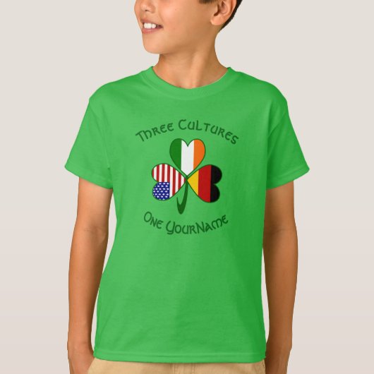 Duitse Ierse Amerikaanse Shamrock gepersonaliseerd T-shirt (Voorkant)