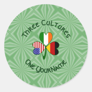 Duitse Ierse Amerikaanse Shamrock Persoonlijke Ronde Sticker