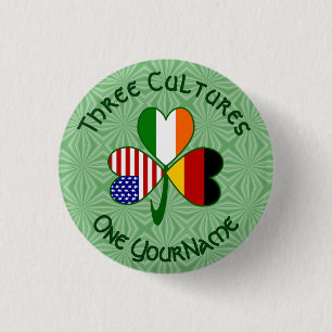Duitse Ierse Amerikaanse vlaggen Shamrock Personal Ronde Button 3,2 Cm