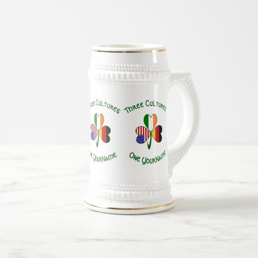 Duitse Ierse Vlaggen van de VS Shamrock Persoonlij Bierpul (Voorkant rechts)