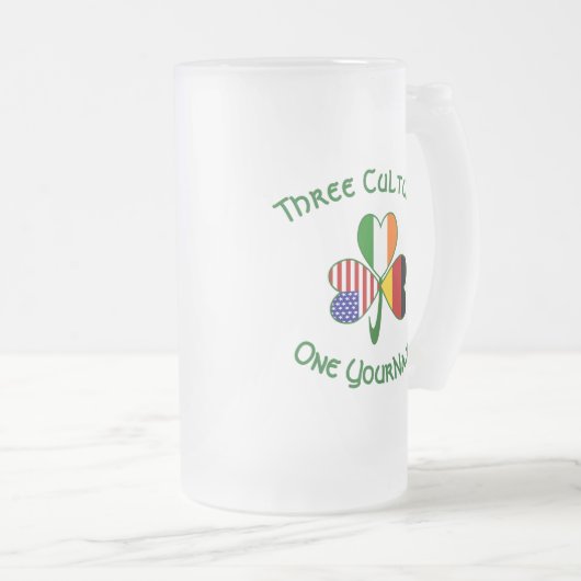 Duitse Ierse VS vlaggen Shamrock gepersonaliseerd Matglas Bierpul (Voorkant rechts)