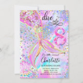 Duitse in Acht 8e Verjaardag Zeemeermin Uitnodigin Kaart (Voorkant)