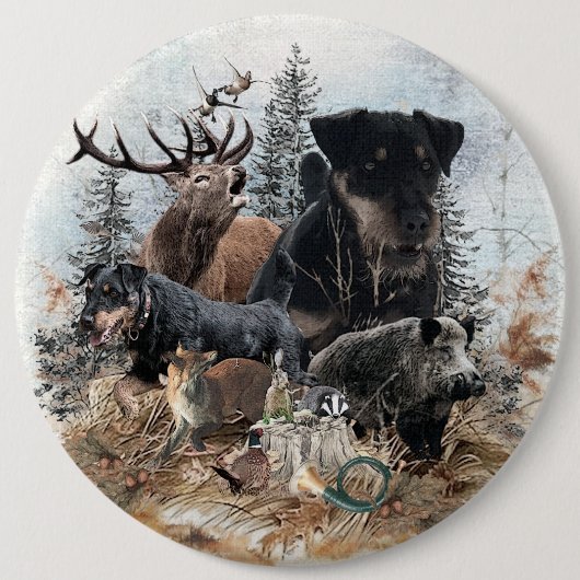Duitse jaagterger (Jagddooder) Ronde Button 6,0 Cm (Voorkant)