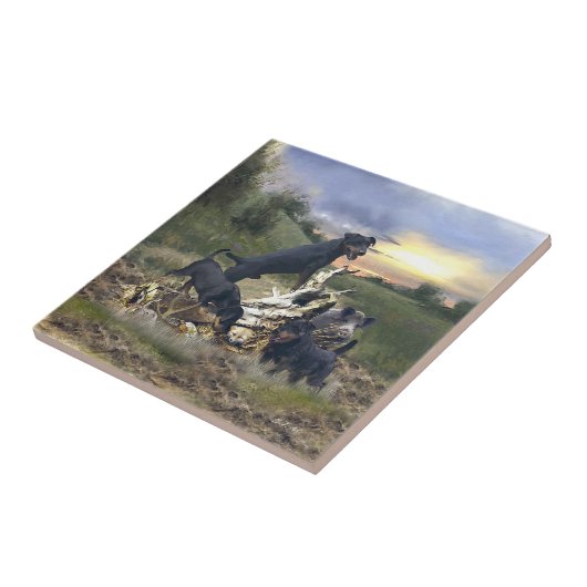 Duitse jaagterger (Jagddooder) Tegeltje (Zijkant)