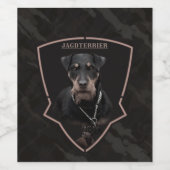 Duitse jachtterriër, de Jagdterriër, art Wijn Etiket (Enkel label)