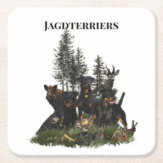 Duitse Jachtterriër (Jagdterrier) Kartonnen Onderzetters (Voorkant)