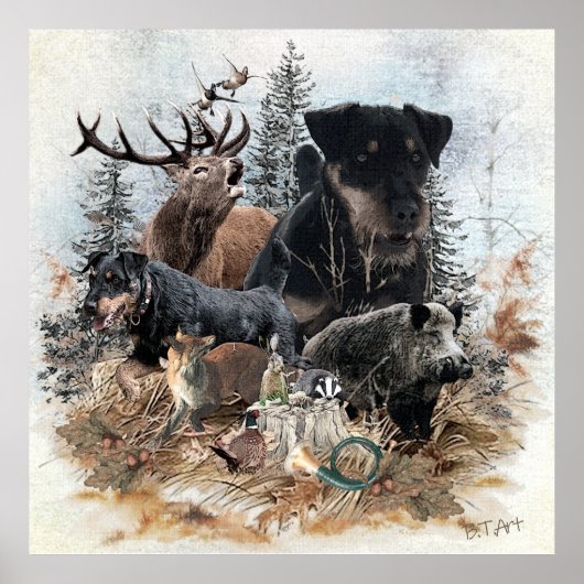 Duitse Jachtterriër (Jagdterrier)  Poster (Voorkant)