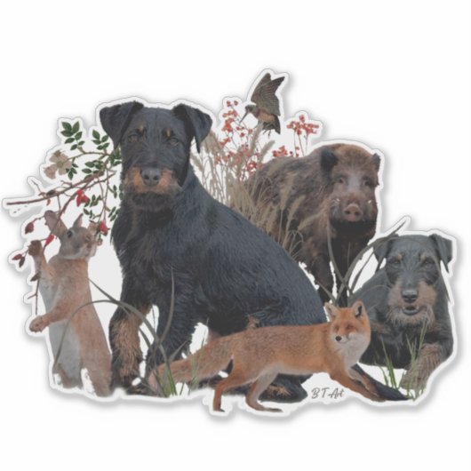 Duitse Jachtterriër (Jagdterrier) Sticker (Voorkant)