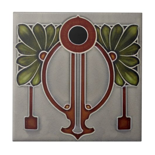 Duitse Jugendstil Art Nouveau/Art Deco Gray+ Tegeltje (Voorkant)