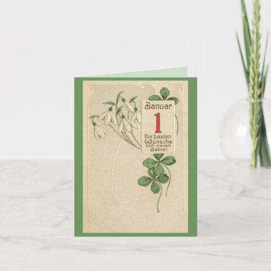 Duitse Jugendstil Gelukkig Nieuwjaar gewoonte Feestdagen Kaart (Voorkant)