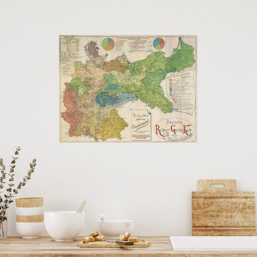 Duitse kaart 1895 - Duitsland Poster (Keuken)