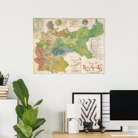 Duitse kaart 1895 - Duitsland Poster (Thuiskantoor)