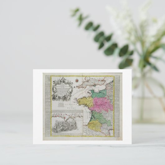 Duitse kaart met Engelse marineaanvallen op Frans (Staand voorkant)