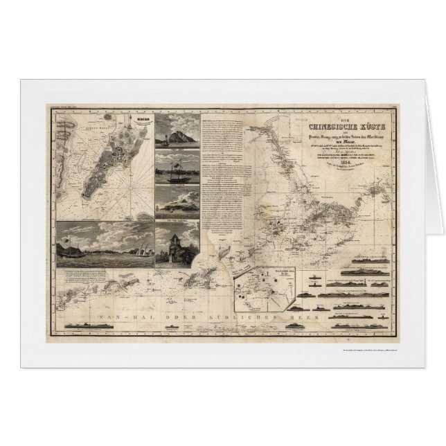 Duitse kaart van China met Guangdong en Macao 1834 (Voorkant Horizontaal)