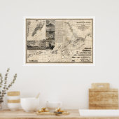 Duitse kaart van China met Guangdong en Macao 1834 Poster (Keuken)