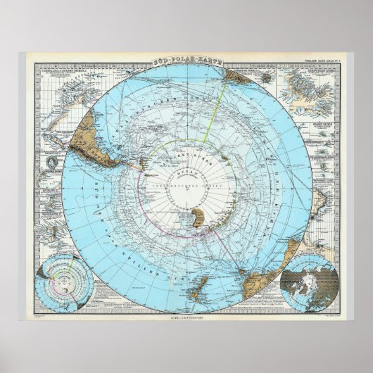 Duitse kaart van de Noordpool (1891) Poster (Voorkant)