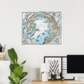 Duitse kaart van de Noordpool (1891) Poster (Thuiskantoor)