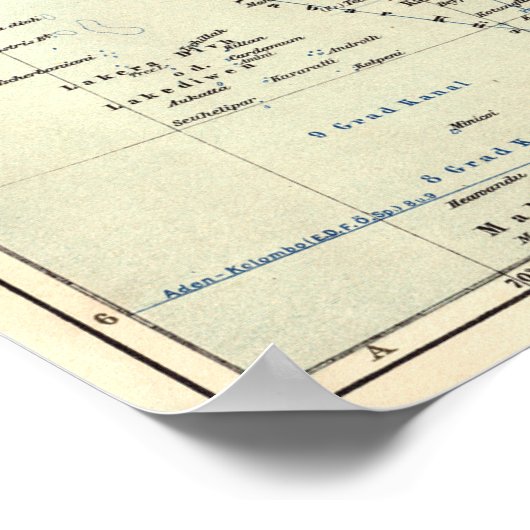 Duitse kaart van India Poster (Hoek)