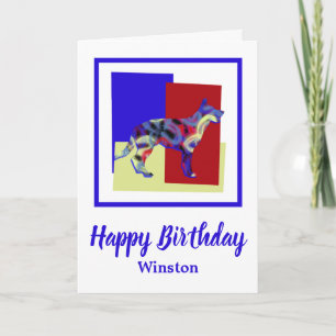 Duitse Kaart van Shepherd Red Blue Yellow Birthday