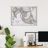 Duitse kaart van Zuidoost-Azië (1850) Poster (Thuiskantoor)