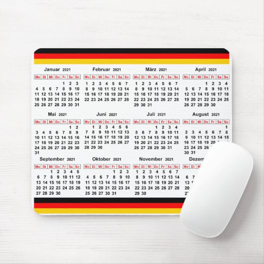 Duitse kalender 2021 muismat (Met muis)