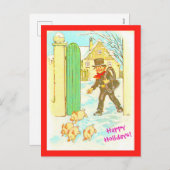  Duitse Kerst Briefkaart Kopie Jongen & Varkens (Voorkant / Achterkant)