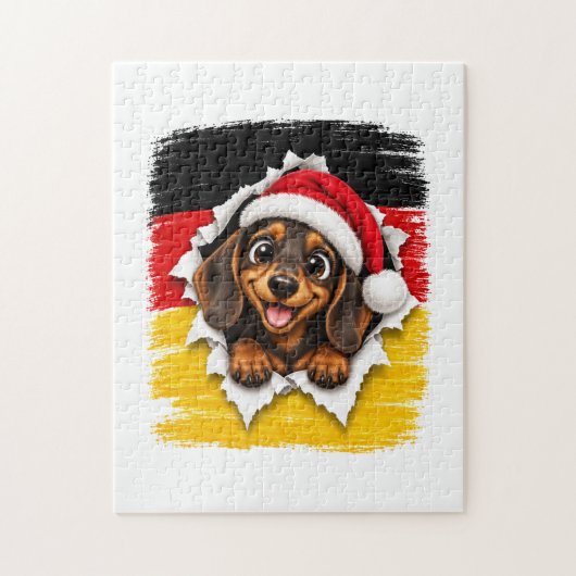 Duitse Kerst Dachshund Legpuzzel (Verticaal)