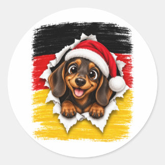 Duitse Kerst Dachshund Ronde Sticker