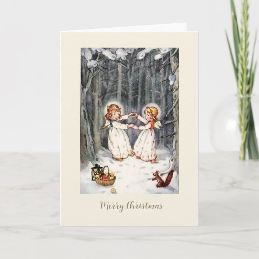 Duitse Kerst Kaart Angels in Vorst (Voorkant)