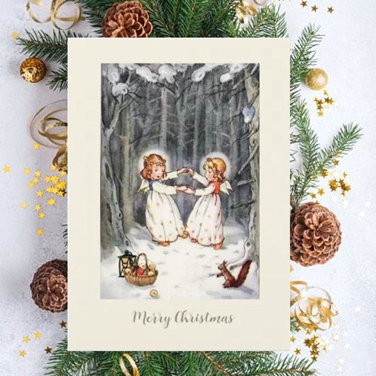 Duitse Kerst Kaart Angels in Vorst