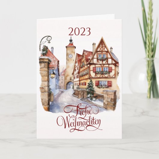Duitse kerst oude stad feestdagen kaart (Voorkant)