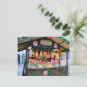 Duitse kerst, Snoep en popcorn kraam Feestdagenkaart (Staand voorkant)