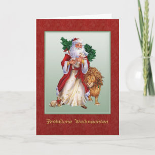 Duitse Kerst - St.Nicolas, leeuw, konijn Kaart