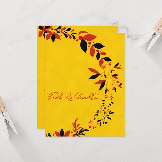 Duitse kerst wenskaart kaart (Voorkant / Achterkant in situ)