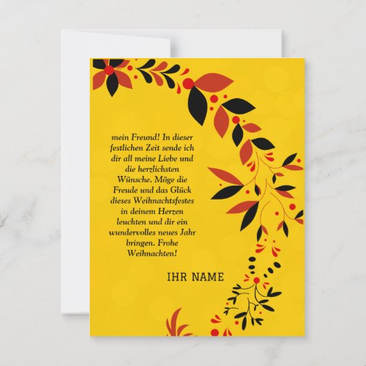 Duitse kerst wenskaart kaart (Achterkant)