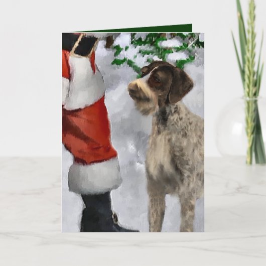 Duitse kerstcadeautjes met Wirehaire Pointer Feestdagen Kaart (Voorkant)