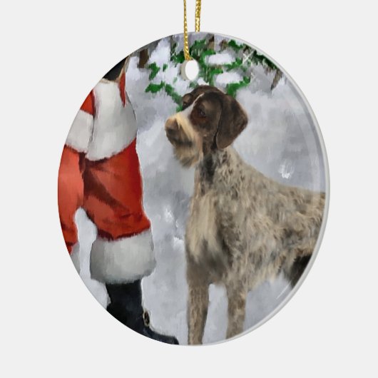 Duitse kerstcadeautjes met Wirehaire Pointer Keramisch Ornament (Links)