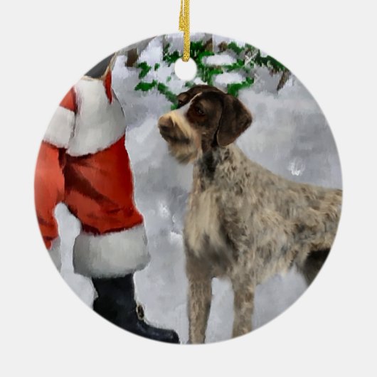 Duitse kerstcadeautjes met Wirehaire Pointer Keramisch Ornament (Achterkant)