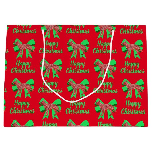 Duitse kersthond Shepherd Dog & Green Bow Groot Cadeauzakje (Voorkant)