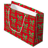 Duitse kersthond Shepherd Dog & Green Bow Groot Cadeauzakje (Voorkant Gekanteld)