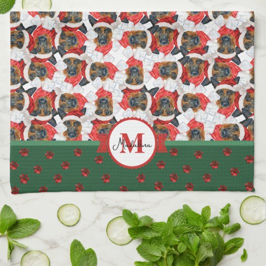 Duitse kersthond Shepherd Pattern Theedoek (Gevouwen)