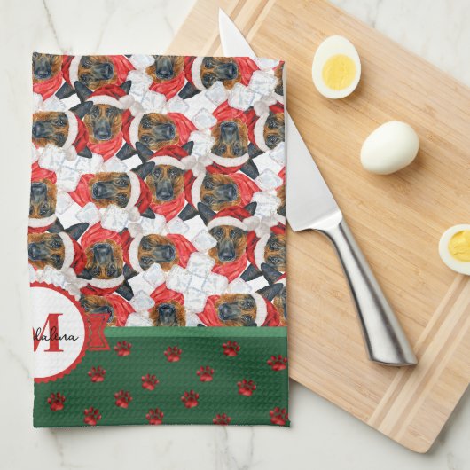 Duitse kersthond Shepherd Pattern Theedoek (Quarter Fold)
