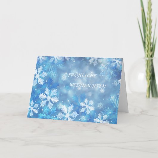 Duitse Kerstkaart met sneeuwvlokken Feestdagen Kaart (Voorkant)