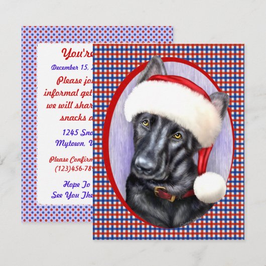 Duitse kerstkerstman Shepherd BLK Kaart (Voorkant / Achterkant)