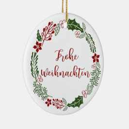 Duitse Kerstkrans, Prettig Kerstfeest Keramisch Ornament