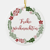 Duitse Kerstkrans, Prettig Kerstfeest Keramisch Ornament (Voorkant)