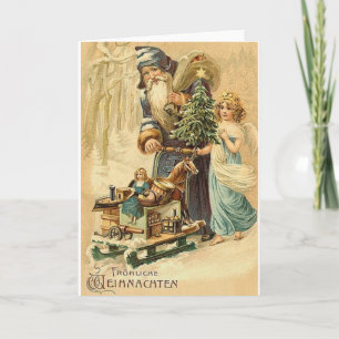 Duitse kerstman en engel kerst Kaart