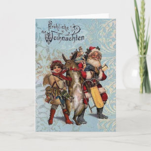 Duitse kerstman en konijn kerst Kaart